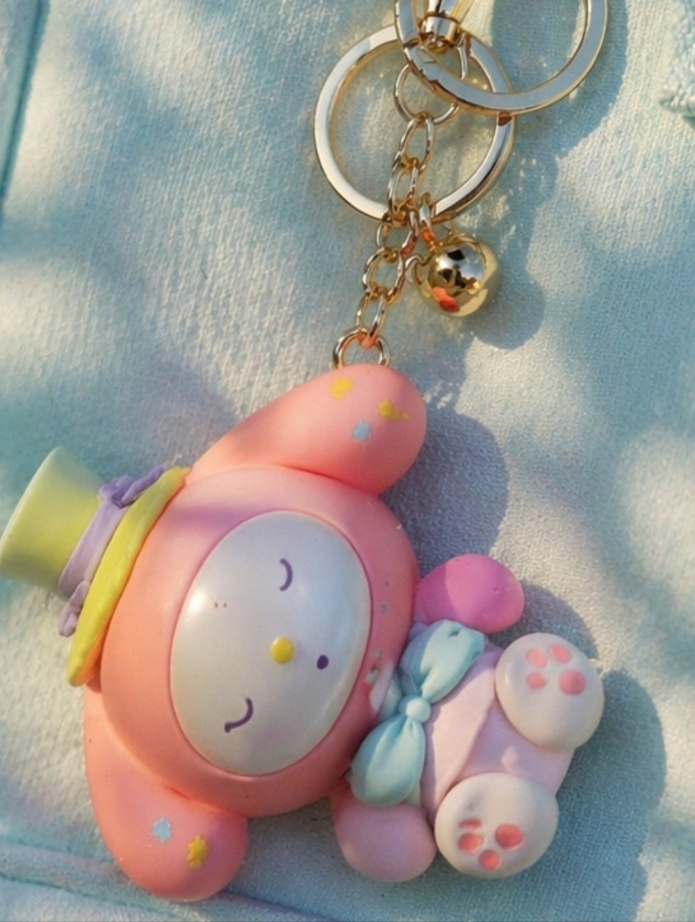 Sanrio My Melody Keychain Bag Charm Pink Hello Kitty Friends Gold Tone Clasp